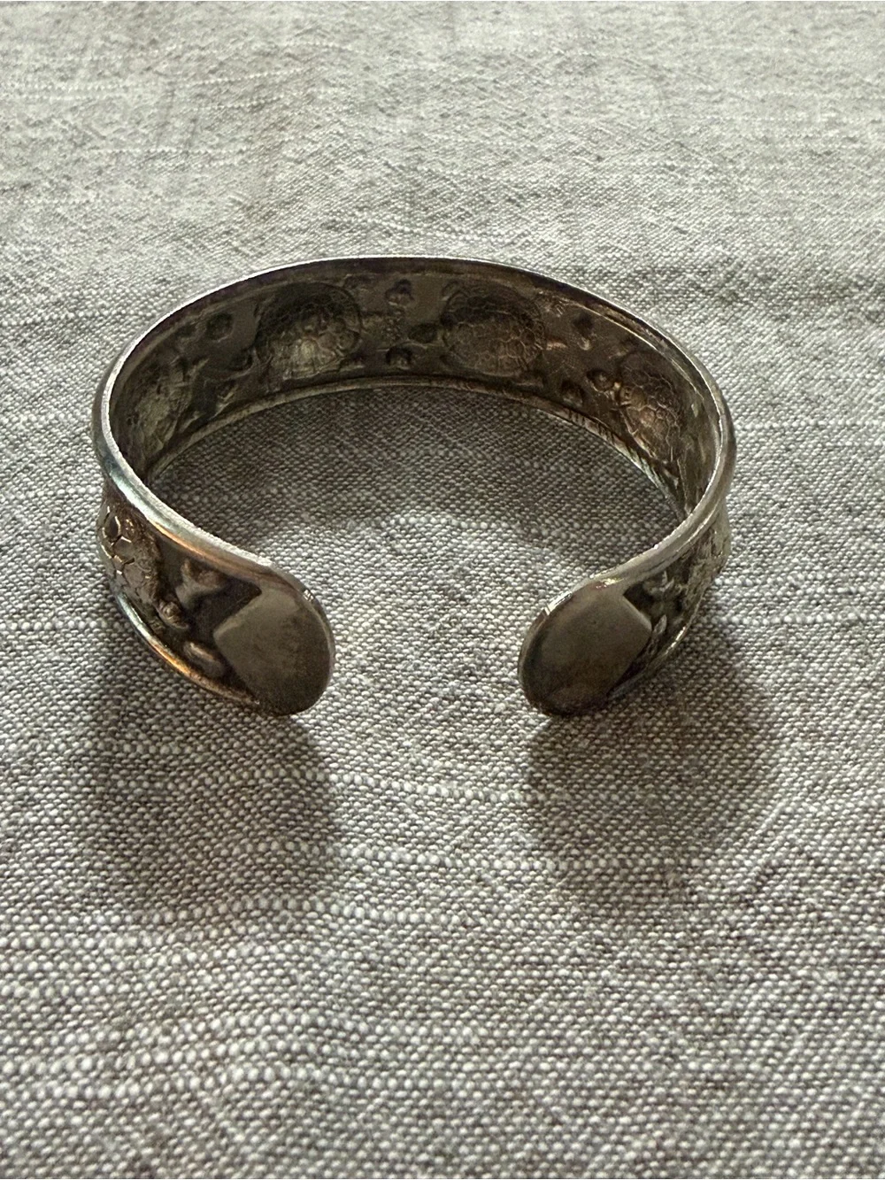 Vintage Sterling Silver Sea Turtles Engraved Cuff Bracelet